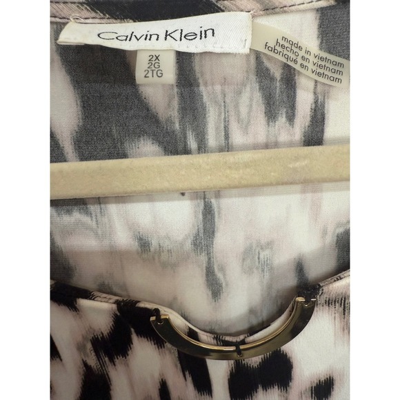 Calvin Klein Animal Print Plus Size 2X 3/4 Sleeve Dressy Shirt Blouse Office - Picture 5 of 6